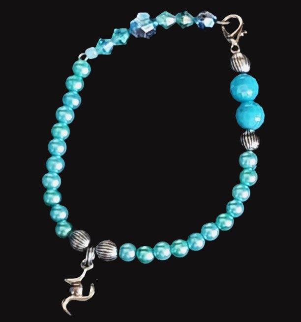 Blaues Armband mit Silber Anhänger