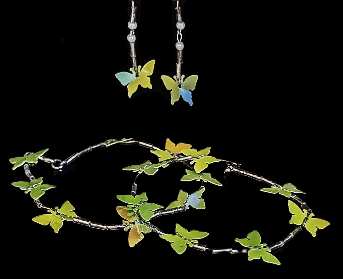 Set grüne Schmetterlinge