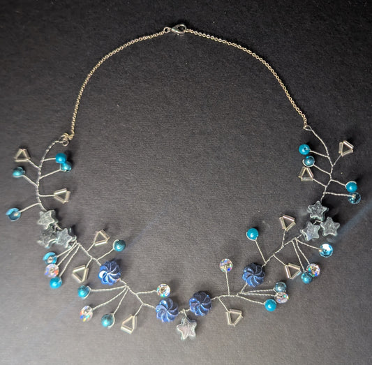 Blaue Blume Halskette