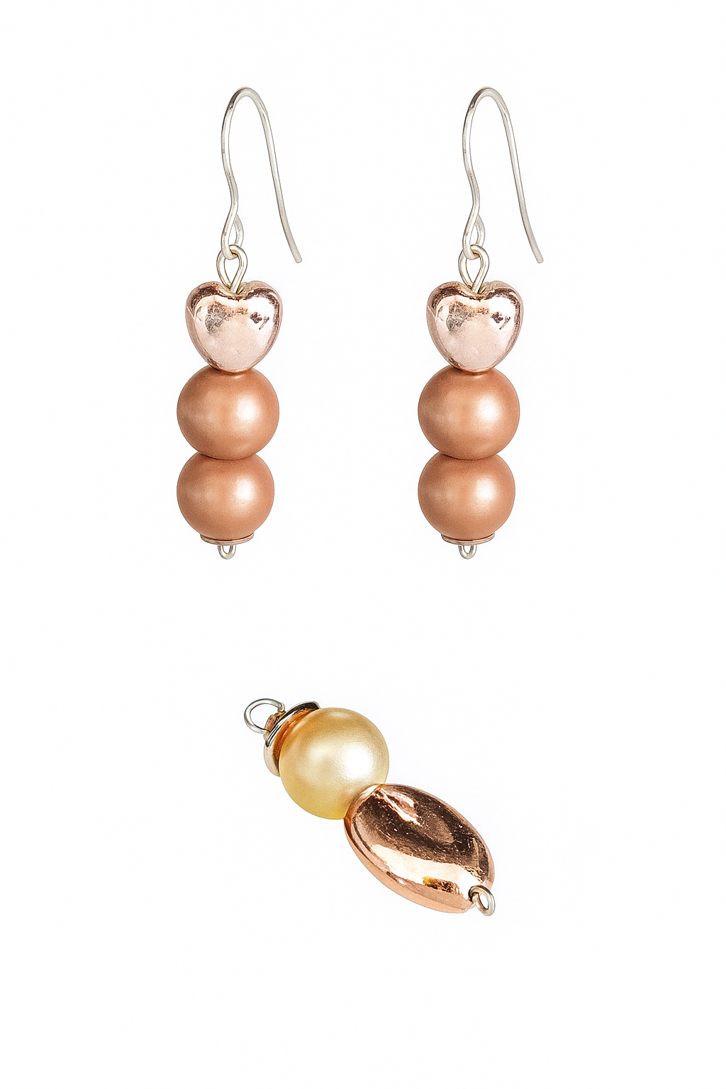 Rosa Perlenohrringe mit Anhänger