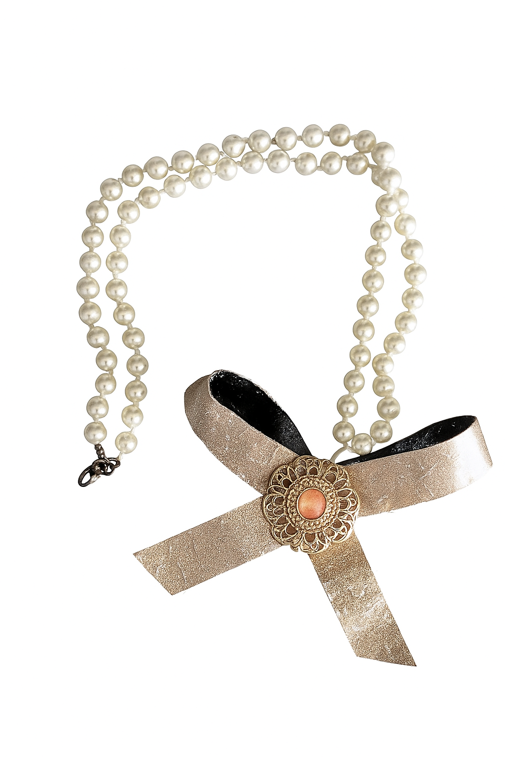 Goldschleife Halskette Perlen