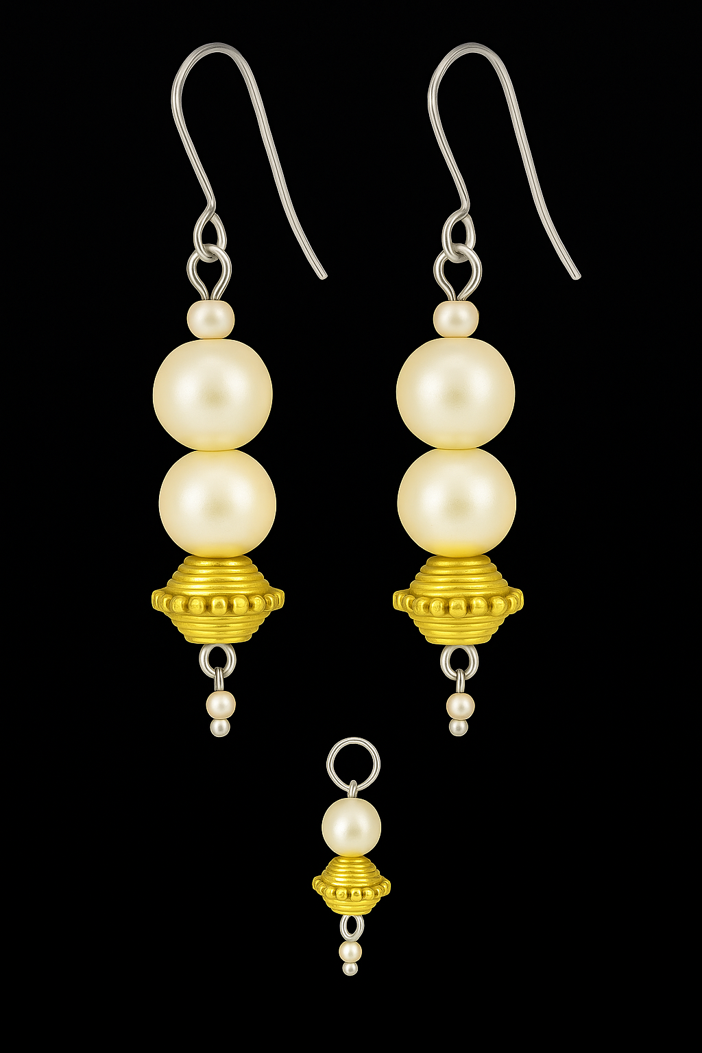 Weiße Perlen mit Goldstück Set