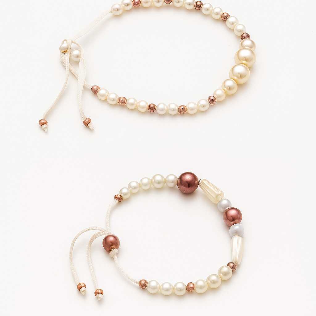 Gold/Weiß Armband Set