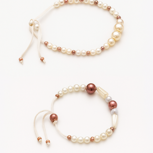 Gold/Weiß Armband Set