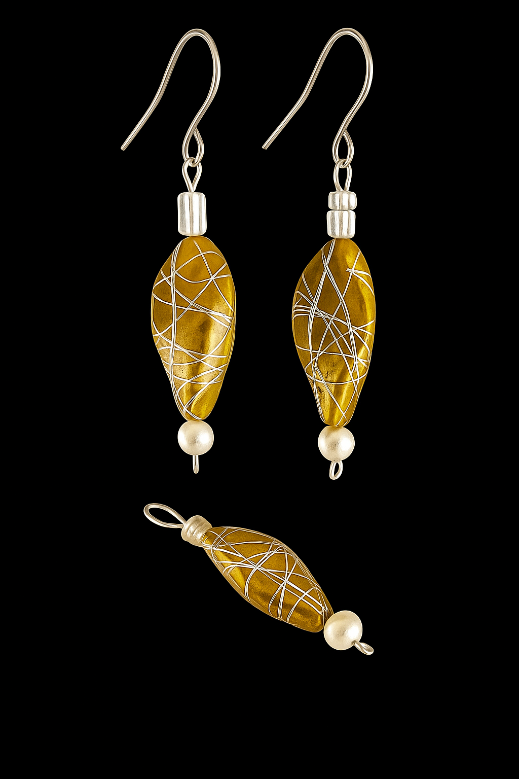 Gold Ohrringe Abstrakt mit Anhänger