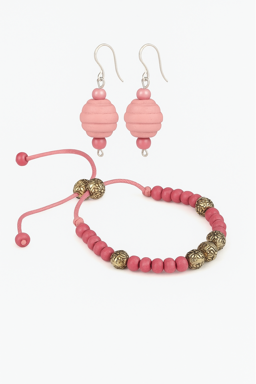 Rosa Kreiselohrring mit Armband