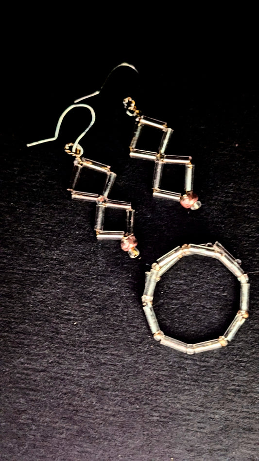 Raute Ohrring mit Ring