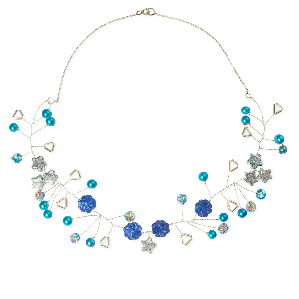 Blaue Blume Halskette