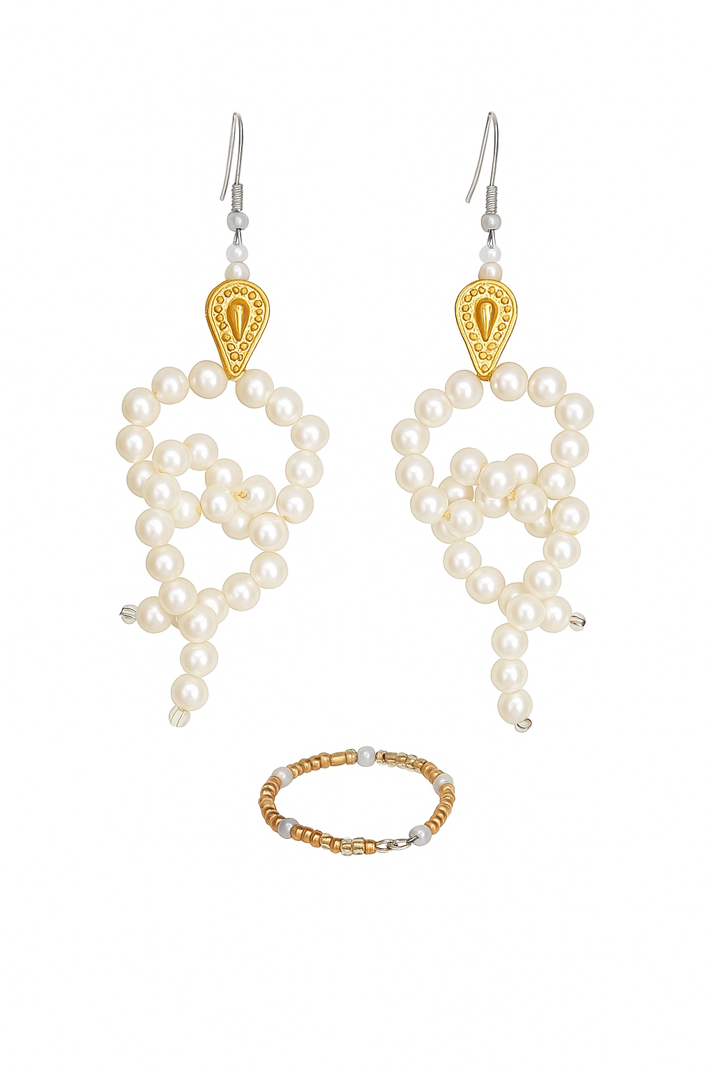 Perlenohrring mit Ring