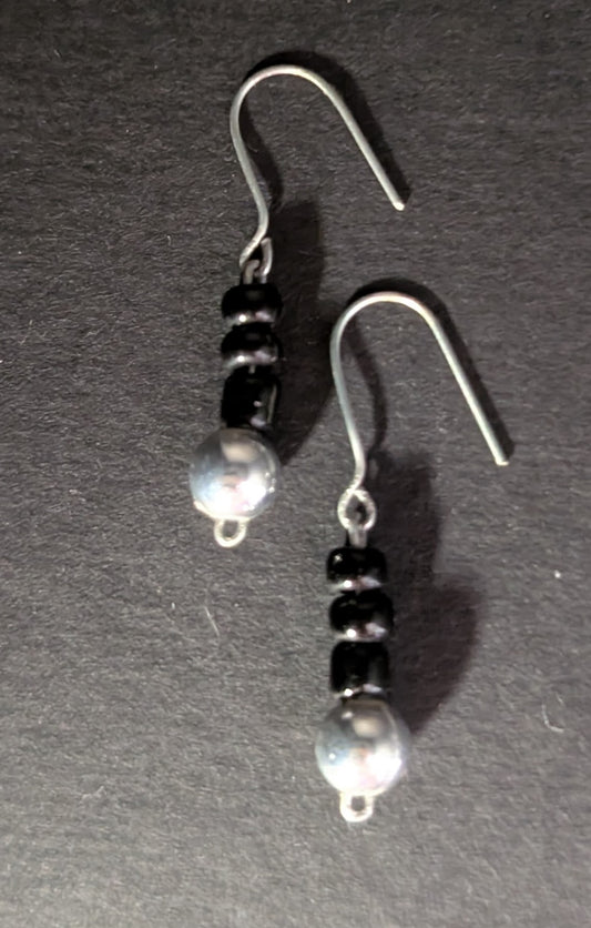 Drei Perlen Ohrringe Schwarz