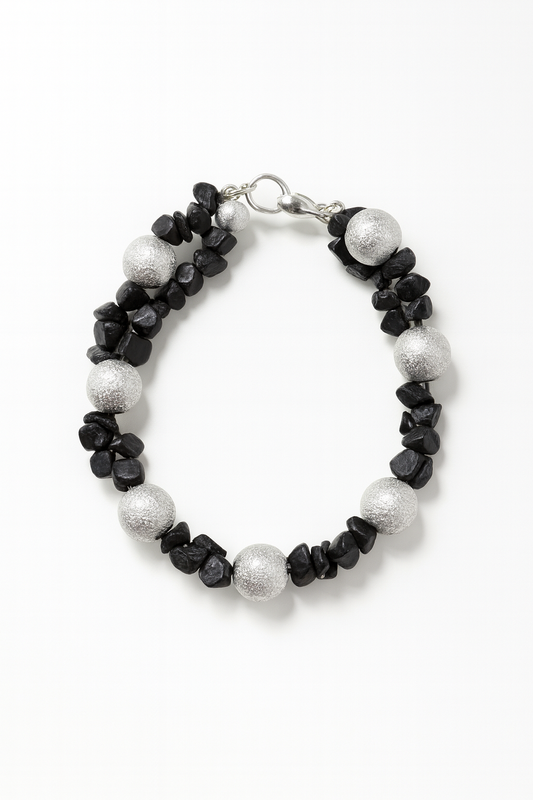 Schwarz Silber Armband